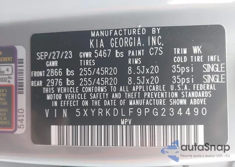 2023 Kia Sorento Sx Prestige from USA, damaged, VIN 5XYRKDLF9PG234490